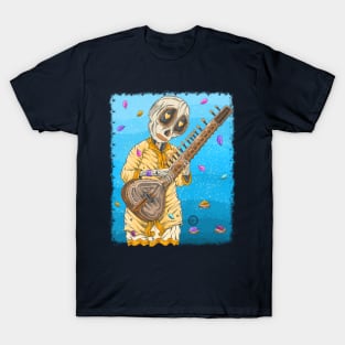 Skeleton Indian Sitar player T-Shirt